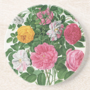 Dessous De Verre En Grès Fleurs anciennes en fleurs, roses de jardin de pri