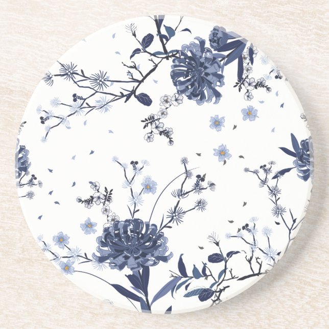 Dessous De Verre En Grès Fleurs bleues (Devant)