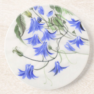Dessous De Verre En Grès Fleurs bleues