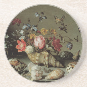 Dessous De Verre En Grès Fleurs, coquilles et insectes Balthasar van der As
