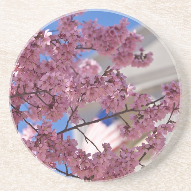 Dessous De Verre En Grès Fleurs de cerisier de Sakura americana (Devant)