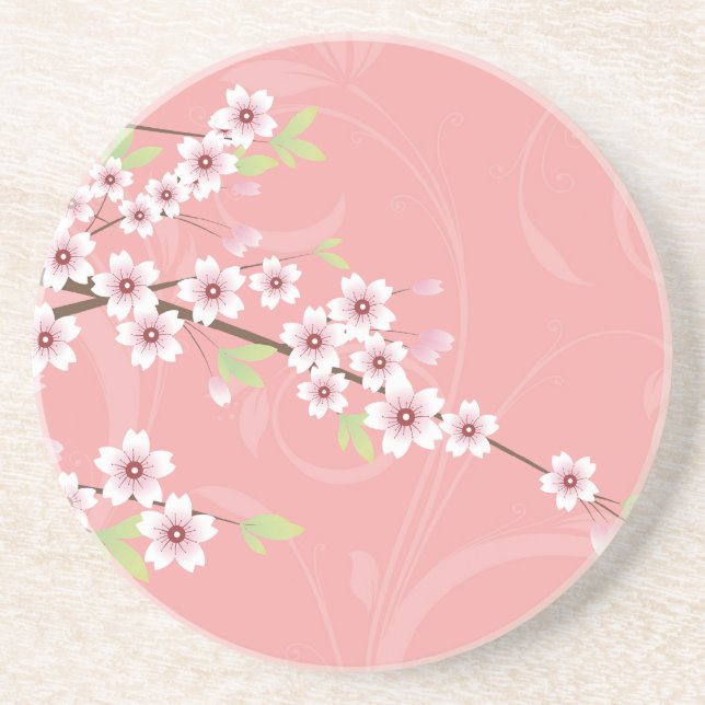 Dessous De Verre En Grès Fleurs de cerisier roses molles (Devant)