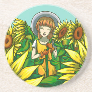 Dessous De Verre En Grès Fleurs de soleil