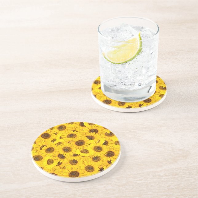 Dessous De Verre En Grès Fleurs de soleil (Côté)