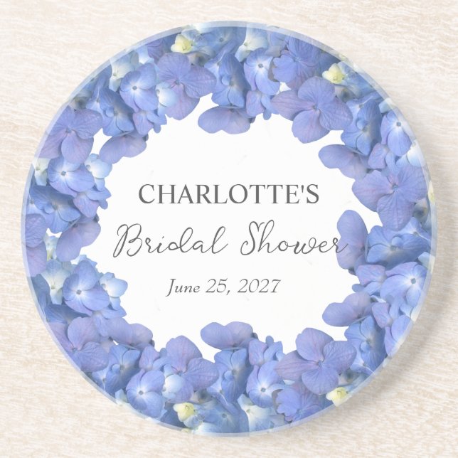 Dessous De Verre En Grès Fleurs d'Hydrangea Bleu Personnalisées pour la Fêt (Devant)