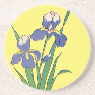 Dessous De Verre En Grès Fleurs d'Iris de Jardin de Printemps Floral Vintag