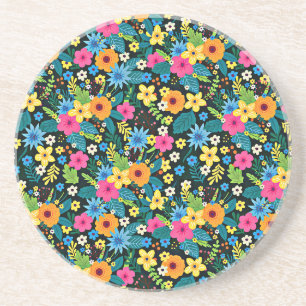 Dessous De Verre En Grès Fleurs Ditsy Vibrantes Motif Floral-43785