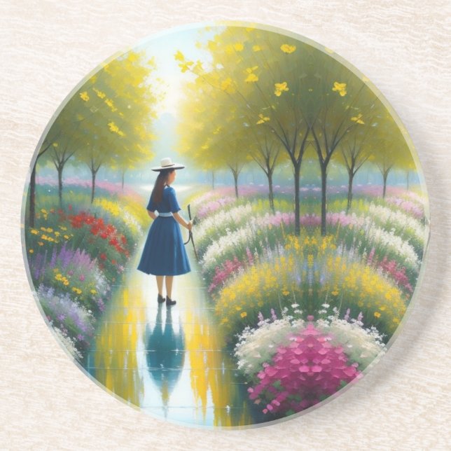 Dessous de verre en grès Fleurs du Jardin (Devant)