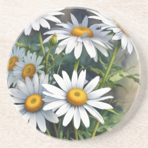 Dessous De Verre En Grès Fleurs et marguerites Elégante aquarelle