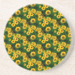 Dessous De Verre En Grès fleurs jaunes