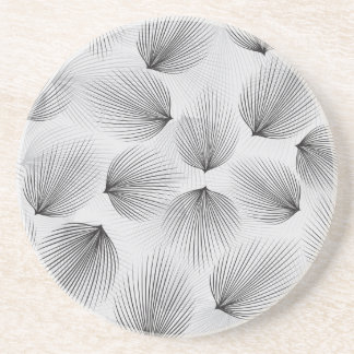 Dessous De Verre En Grès Fleurs noires Abstraites : Elégance Grise.