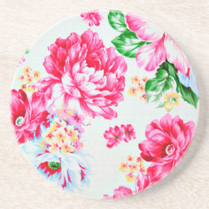 Dessous De Verre En Grès Fleurs roses chics vintages florales