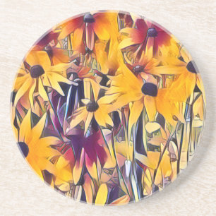 DESSOUS DE VERRE EN GRÈS FLEURS RUDBECKIA