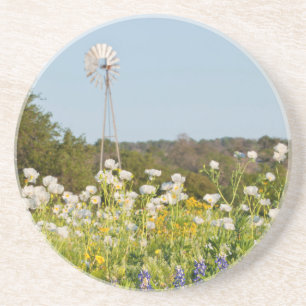 Dessous De Verre En Grès Fleurs sauvages et moulin à vent dans Texas Hill C