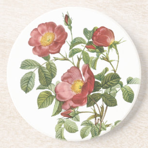 Dessous De Verre En Grès Fleurs vintages Rose florale rouge de l'amour par 