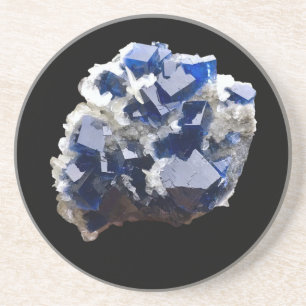 Dessous De Verre En Grès Flocon de cristal de fluorite bleu profond, pierre