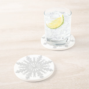 Dessous De Verre En Grès Flocon de neige blanc d'hiver