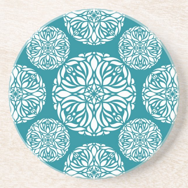 Dessous De Verre En Grès Flocon de neige floral d'hiver (Devant)