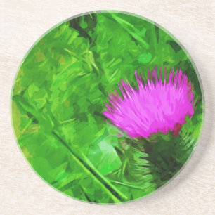 Dessous De Verre En Grès Flodmans Thistle Purple Fleur sauvage Abstrait