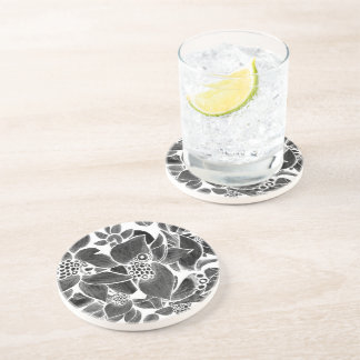 Dessous De Verre En Grès Floral noir blanc