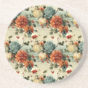 Dessous De Verre En Grès Floral Thanksgiving Motif Vintage (1)