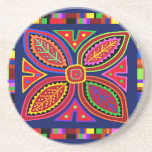 Dessous De Verre En Grès Flore de Kuna Indian Mola