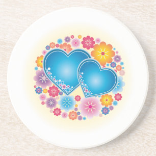 Dessous De Verre En Grès Flore du coeur bleu