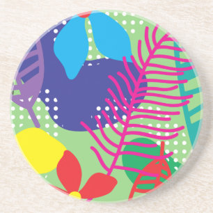 Dessous De Verre En Grès Fond de fleurs colorées