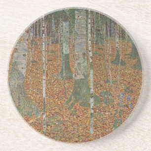 Dessous De Verre En Grès Forêt de bouleau par Gustav Klimt, Art Nouveau Vin