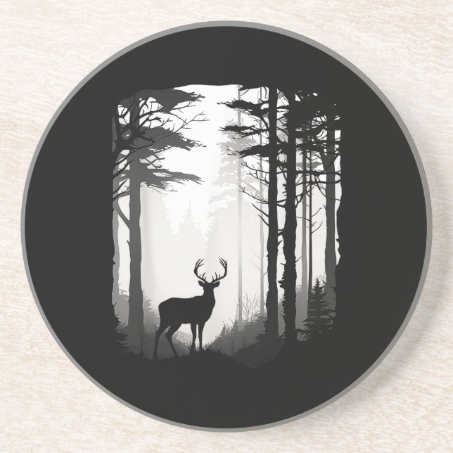 Dessous De Verre En Grès Forêt de cerfs faune (Devant)