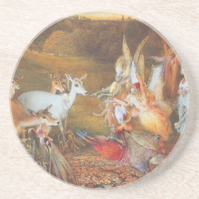 Dessous De Verre En Grès Forêt enchantée par l'artiste John Anster Fitzgera (Devant)