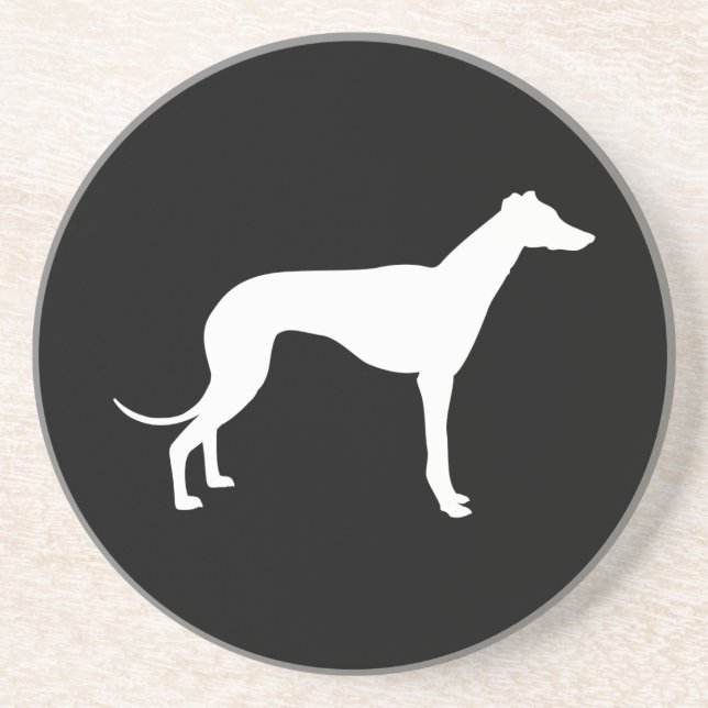 Dessous De Verre En Grès Forme noire et blanche de Greyhound (Devant)