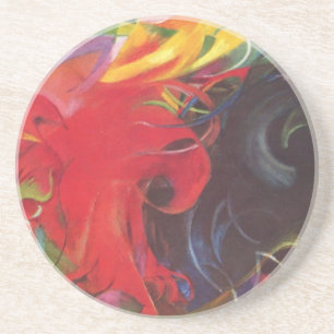 Dessous De Verre En Grès Formes de combat par Franz Marc, Art fin vintage