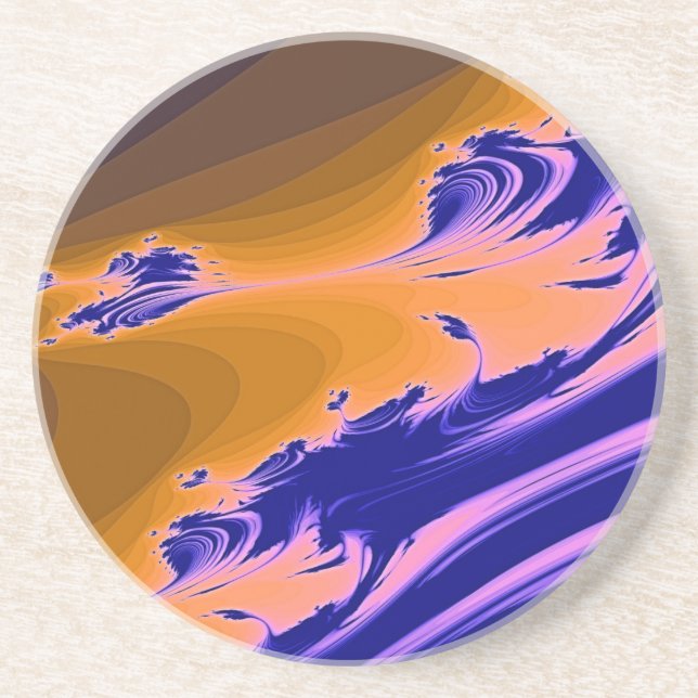 DESSOUS DE VERRE EN GRÈS FRACTAL D'EAU (Devant)
