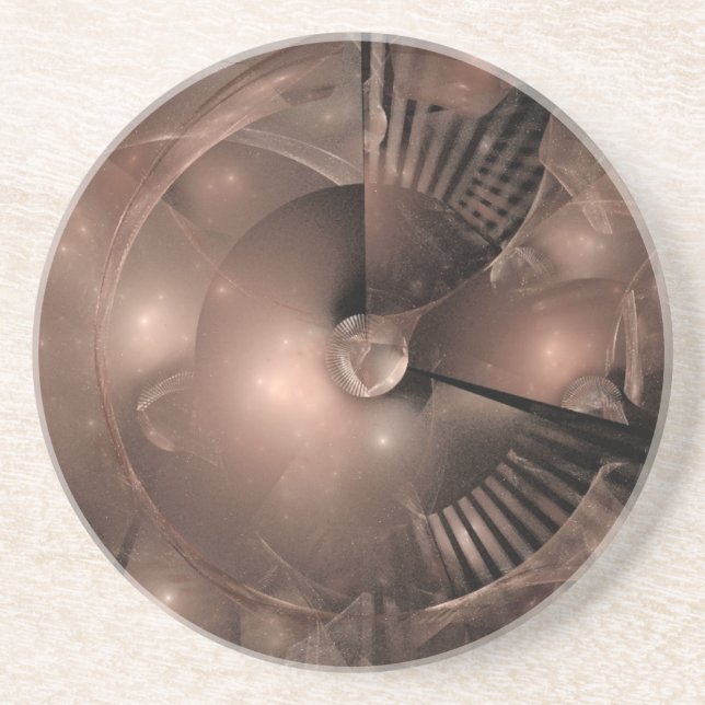 Dessous De Verre En Grès Fractal en Brown (Devant)