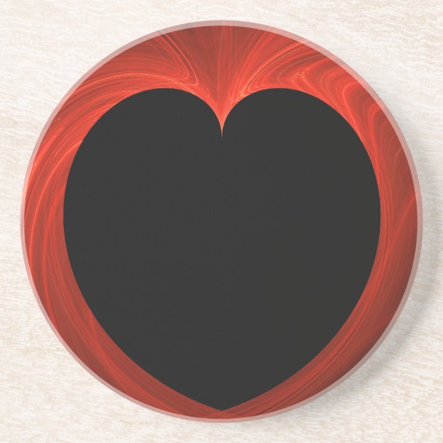 Dessous De Verre En Grès Fractal Heart Series-7—Dessous de verre Red Swirl (Devant)