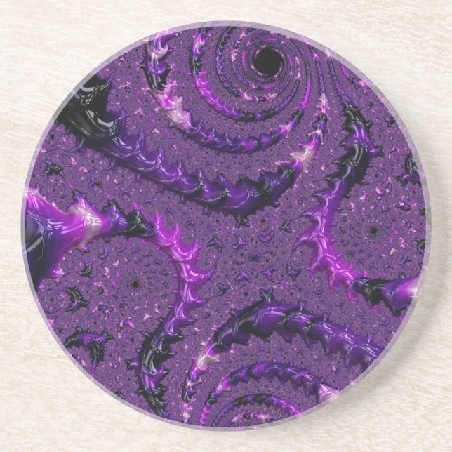 Dessous De Verre En Grès Fractale pourpre (Devant)
