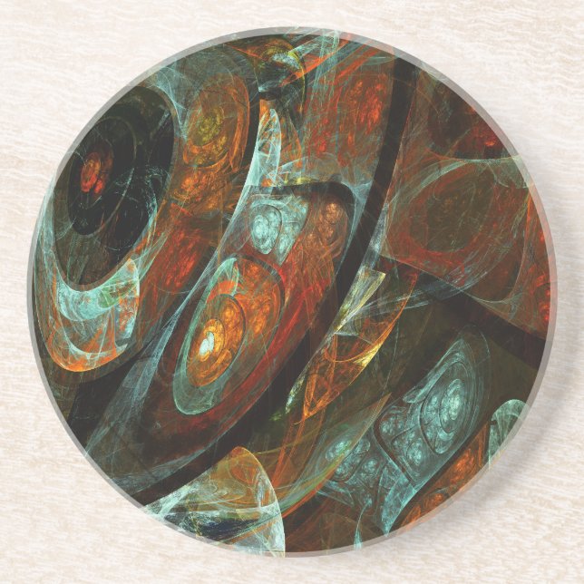 Dessous De Verre En Grès Fractionner l'art Abstrait (Devant)