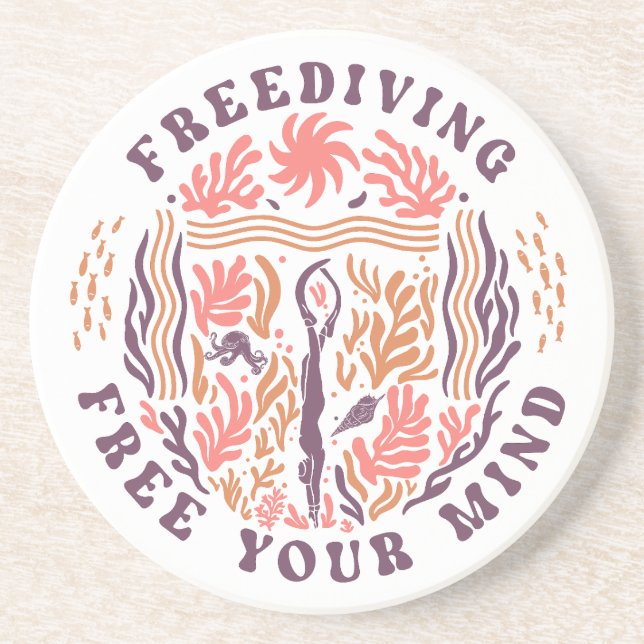 Dessous De Verre En Grès Freediving Free Your Mind Ocean Meditation Diver