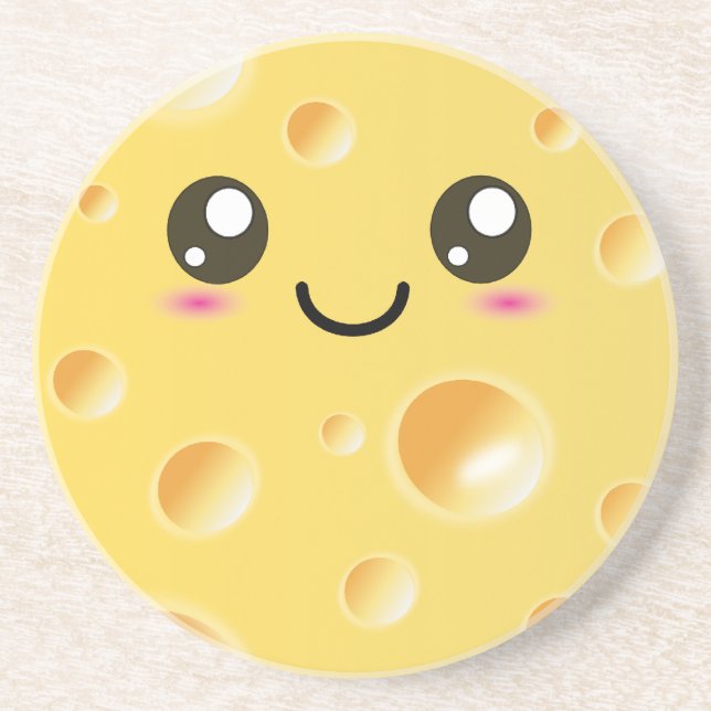 Dessous De Verre En Grès Fromage bon Cute Kawaii (Devant)