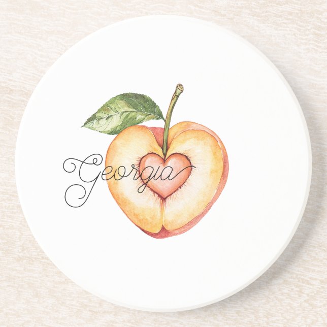 Dessous De Verre En Grès Fruit de coeur de pêche de Géorgie (Devant)
