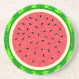 Dessous De Verre En Grès Fruit d'été de tranche de pastèque avec l'écor