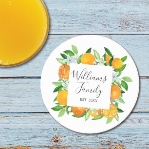 Dessous De Verre En Grès Fruits et fleurs orange floral botanique d'été