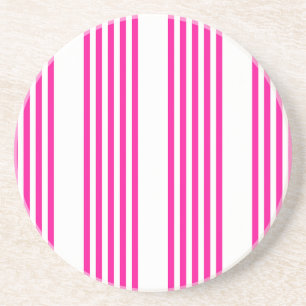 Dessous De Verre En Grès Fuchsia et blanc cinq bandes motif