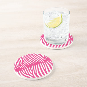 Dessous De Verre En Grès Fuchsia Pink Zebra Changement de couleur Arrière -