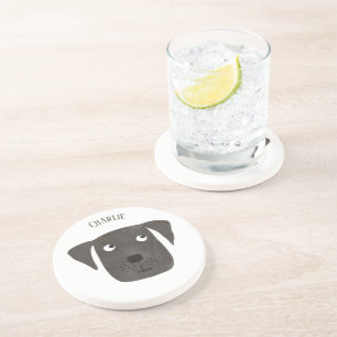 Dessous De Verre En Grès Fun Black Labrador Retriever Dog Personnalisé