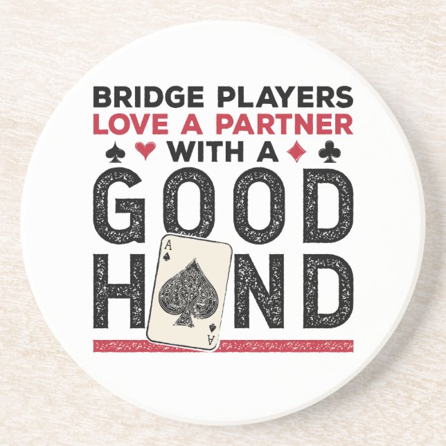Dessous De Verre En Grès Funny Bridge Player Partner Good Hand (Devant)