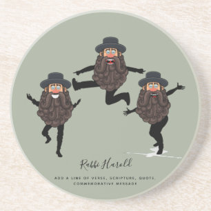 Dessous De Verre En Grès FUNNY Dancing RABBI Personalized with Text