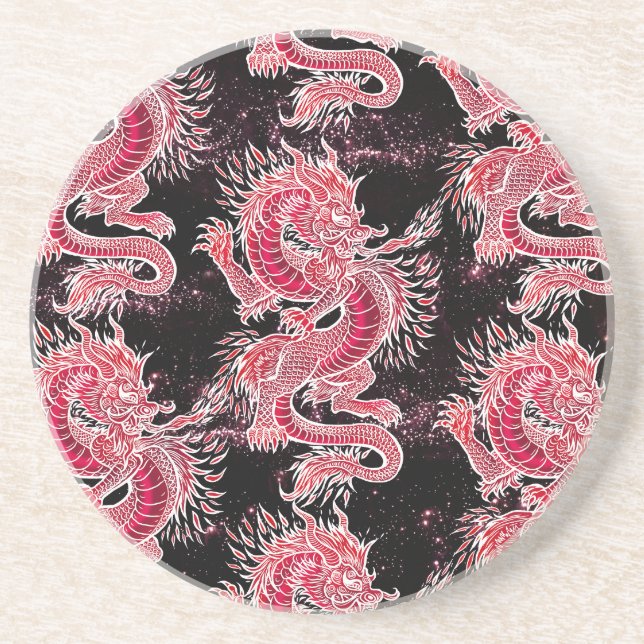 Dessous De Verre En Grès Galaxie du Dragon Rouge (Devant)