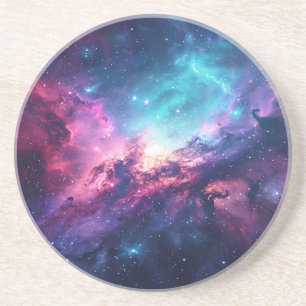 Dessous De Verre En Grès Galaxy espace parties scintillant nebula rose viol